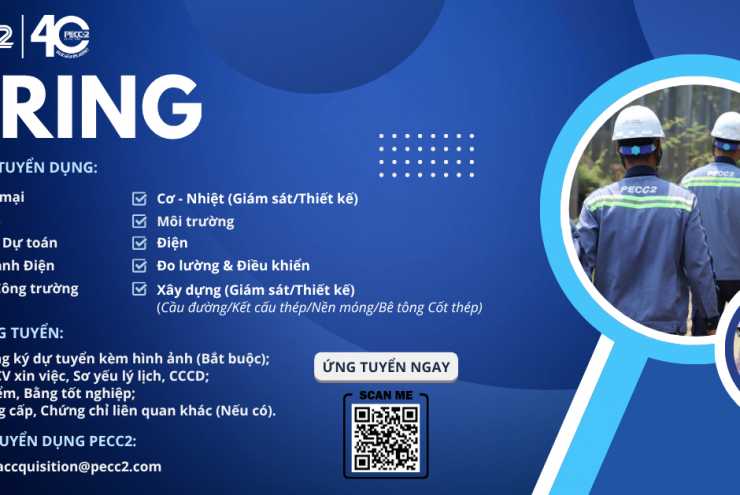 PECC2 TUYỂN DỤNG NHÂN SỰ CHO CÁC VỊ TRÍ HÀNH CHÍNH VÀ KỸ THUẬT